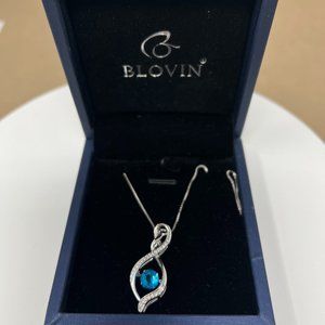 BLOVIN SILVER NECKLACE WITH BLUE STONE